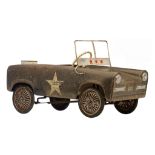 A rare Torck 'Patton' khaki army Willys Jeep metal pedal car, 1967-1968, 46 x 41,5 x 92 cm