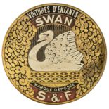 A rare Swan polychrome copper advertising sign, ø 39,8 cm