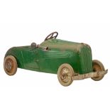 An interwar Torck dark green metal pedal car, 1936 - 1940, 45 x 50 x 109,5 cm