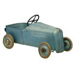 An interwar Torck 'Nr 61' light bleu metal pedal car, 1936 - 1940, 42,5 x 48,5 x 82,5 cm