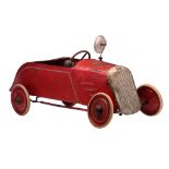 A rare interwar period Torck 'Auto 3' red metal pedal car, 1935 - 1936, 54 x 51 x 123 cm