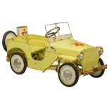 A rare Torck 'Jeep' yellow metal pedal car, 1960, 50,5 x 48 x 100 cm