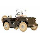 A Torck 'Auto model Jeep' khaki army Willys Jeep metal pedal car, 1957, 52,5 x 47 x 98 cm