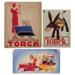 Three vintage Torck lithographic and silkscreen posters by Delamare, Brussels, 1930's