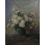 J Maggs F Jarkies ?? XIX Oil on canvas Still life of white Dahlias in a vase Signed lower left 22