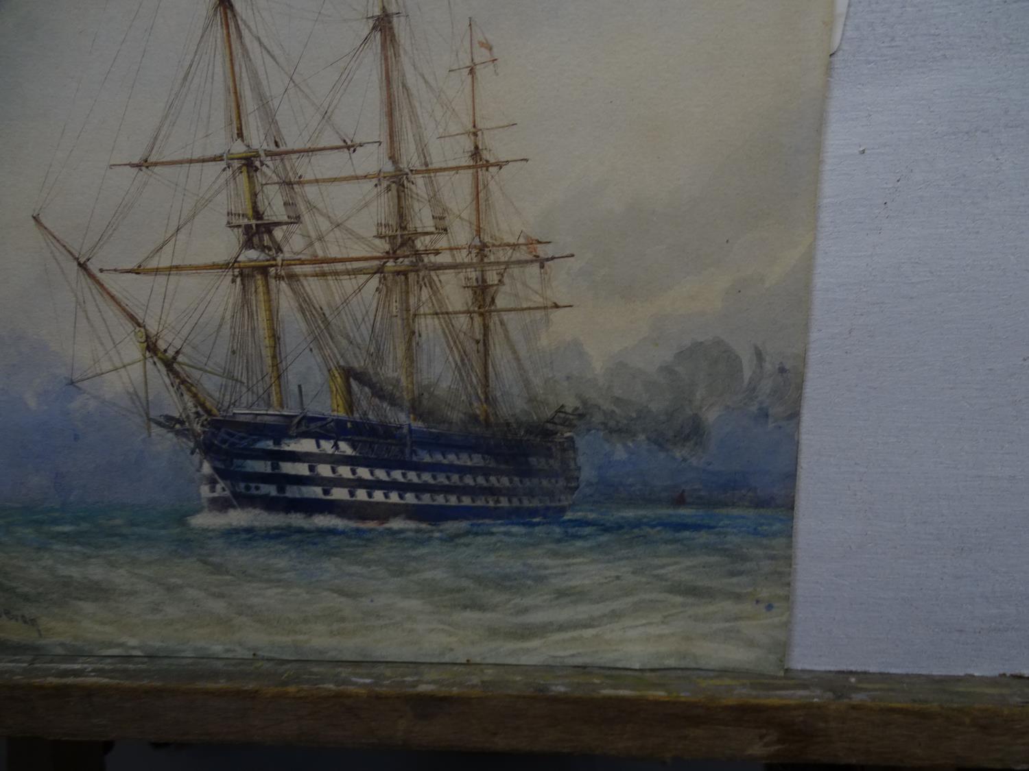 Irwin John David Bevan (1852-1940) Marine School Watercolour Portrait of HMS ? Duke of - Image 6 of 8