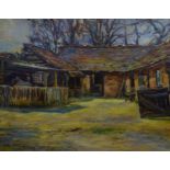 Nancy Weir Huntly (1895-?) Oil on canvas A horse in an open stable within an old stable block Signed
