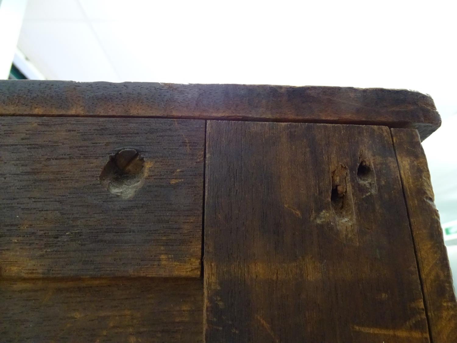 19 th C Campaign Chest of Drawers - a Naval / Military Teak chest comprising 2 short drawers and - Image 8 of 13