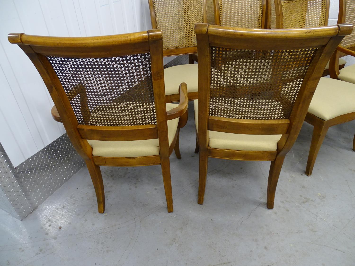 A long set of 8 dining / single chairs - a set of 2+6 Continental chairs with caned backs and - Image 3 of 4