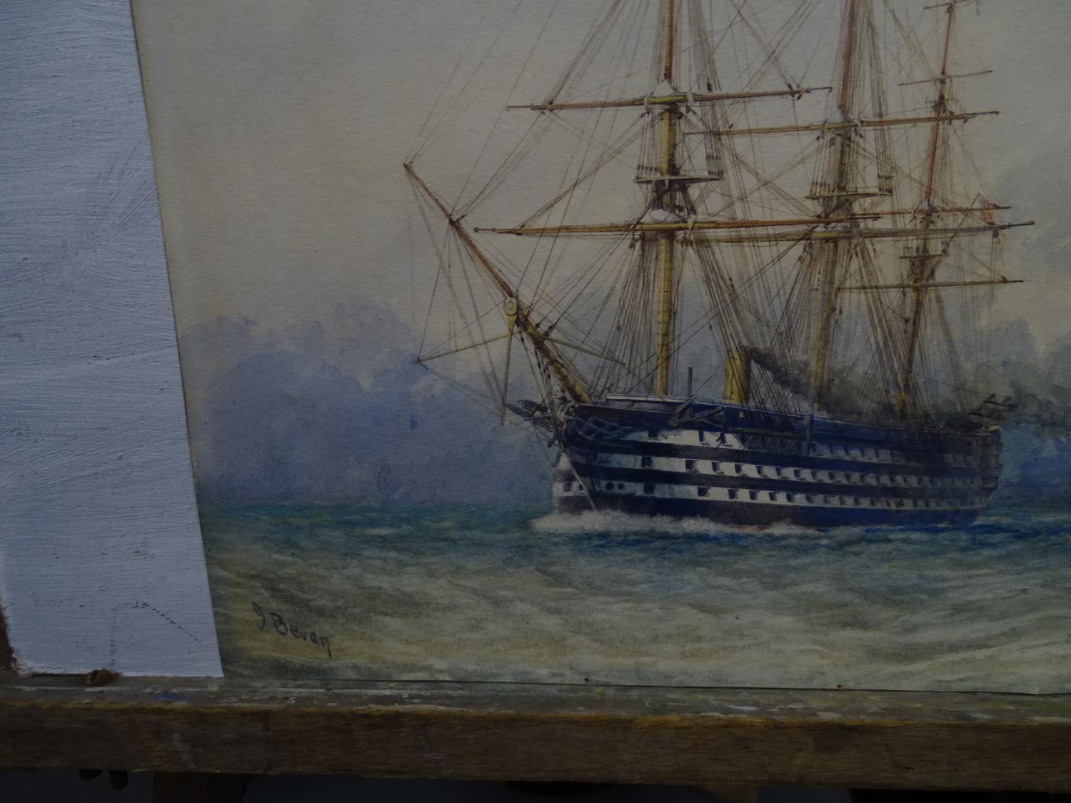 Irwin John David Bevan (1852-1940) Marine School Watercolour Portrait of HMS ? Duke of - Image 7 of 8