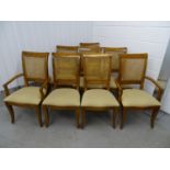 A long set of 8 dining / single chairs - a set of 2+6 Continental chairs with caned backs and