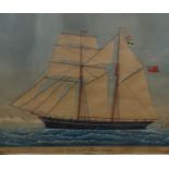 Franco Moralis Moya (?) XIX Marine School Watercolour Portrait of the ship, ' Lord Devon ' '