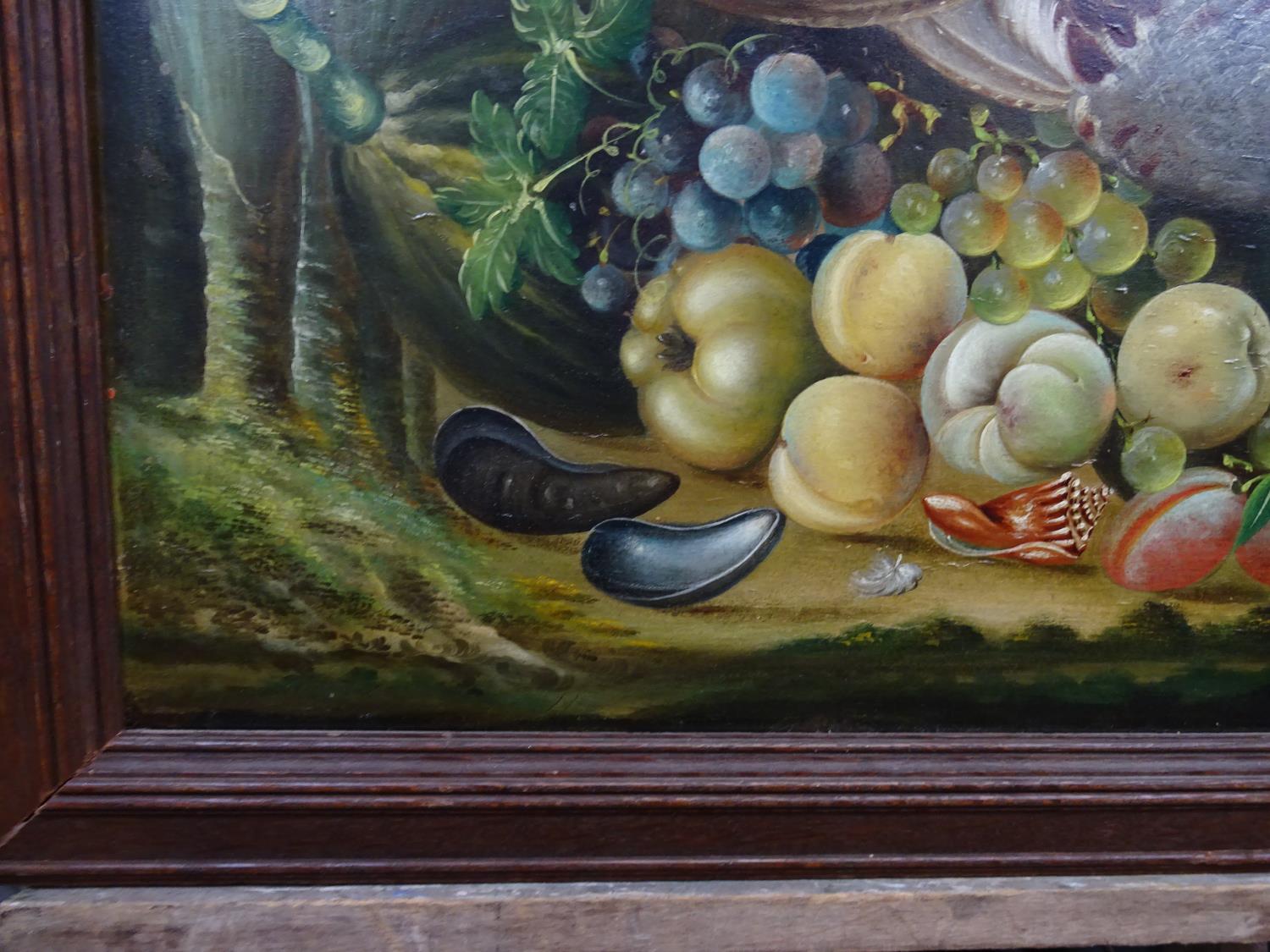 XVII English School Oil on field oak panel Still life of English Grey Partridges and quinces , - Image 4 of 10