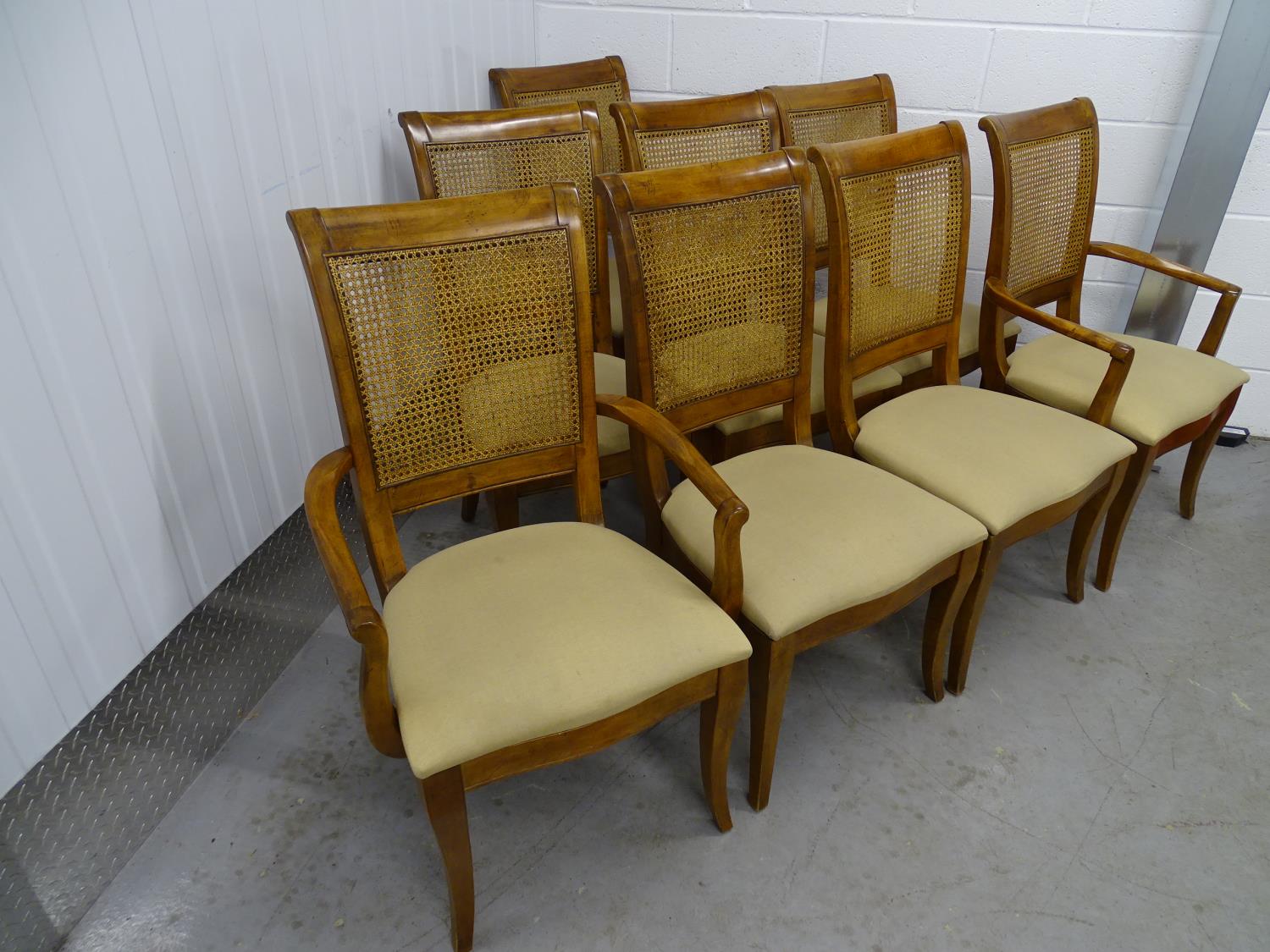 A long set of 8 dining / single chairs - a set of 2+6 Continental chairs with caned backs and - Image 2 of 4