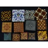 Antique Handmade Encaustic etc. tiles- A collection of tiles of various sizes and designs to include