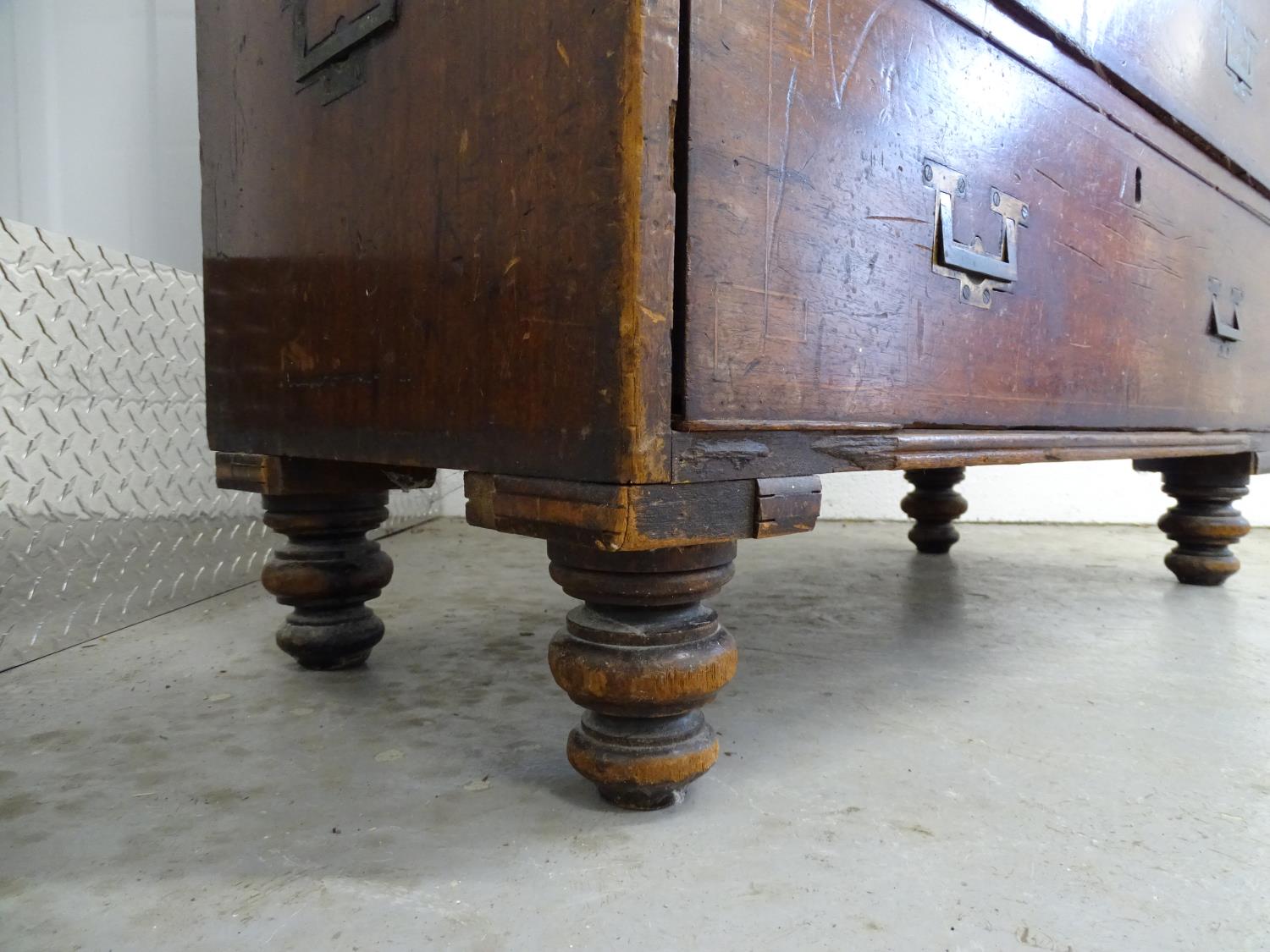 19 th C Campaign Chest of Drawers - a Naval / Military Teak chest comprising 2 short drawers and - Image 13 of 13