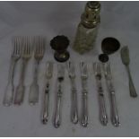 A set of unusual Hallmarked silver handled cake forks, crocus like handles, bearing markers marks