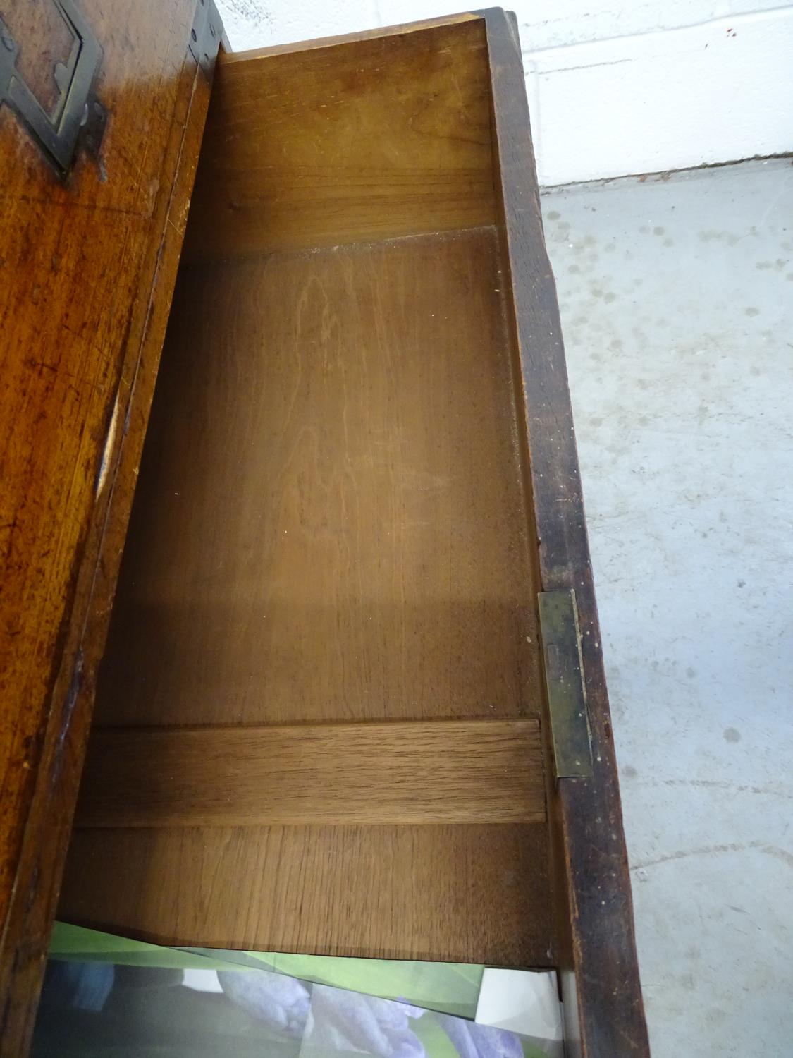 19 th C Campaign Chest of Drawers - a Naval / Military Teak chest comprising 2 short drawers and - Image 11 of 13