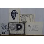 Ronald William ?Josh? Kirby (1928-2001) Pen ink and Indian ink 4 x hand drawn Christmas Cards, ?