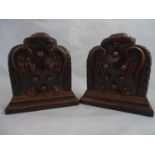 A Superb pair of early 19thC Italian Polychrome Weighted mahogany bookends bearing The Family