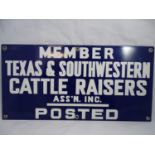 Vitreous enamel sign - an American Agricultural old sign ? MEMBER TEXAS & SOUTHWESTERN CATTLE