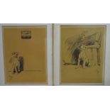 After Cecil Charles Windsor Aldin ( 1870-1935) A pair of restrike engravings Being fed from the