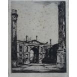 Albany E Howard / Howarth ( 1872-1936) Etching Canterbury Quad, Christ Church, Oxford Signed in