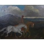 Circle of Jack Butler Yeats (1871-1957) Irish Oil on canvas, c. 1925 Figure riding a Chestnut