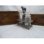 Agricultural Bygone : a Thorley?s Special Prize? silver-plate and glass double table pickle jar