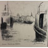 Piero Sansalvadore (1892-1955) Etching laid on paper ?Anvers- Harbour Scene? Titled , dated ? 1