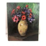 22 Piero Sansalvadore (1892-1955) Oil on panel Still life - vase of flowers Signed and dated ? 1950?