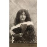 New Zealand Maori photograph - entitled ? A Maori Belle ?, it shows a young woman wearing