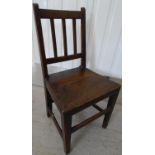 Late 18 thC oak chair - a solid sea peg jointed, gate back single chair, 34 1/4 in. ( 86.8 cm )