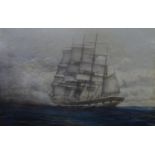 George William D?Acy-Evans XIX( Marine School) Oil on canvas ? Glass Falling ? , a 4 mast Barque