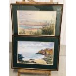 MR Bradley XX Pastel and charcoal, a pair A cove from the cliffs entitled ? S. Devon? and another