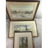 Gordon C Goodman XX Watercolours x 2 Wendover, circa 1920? in the snow signed lower left