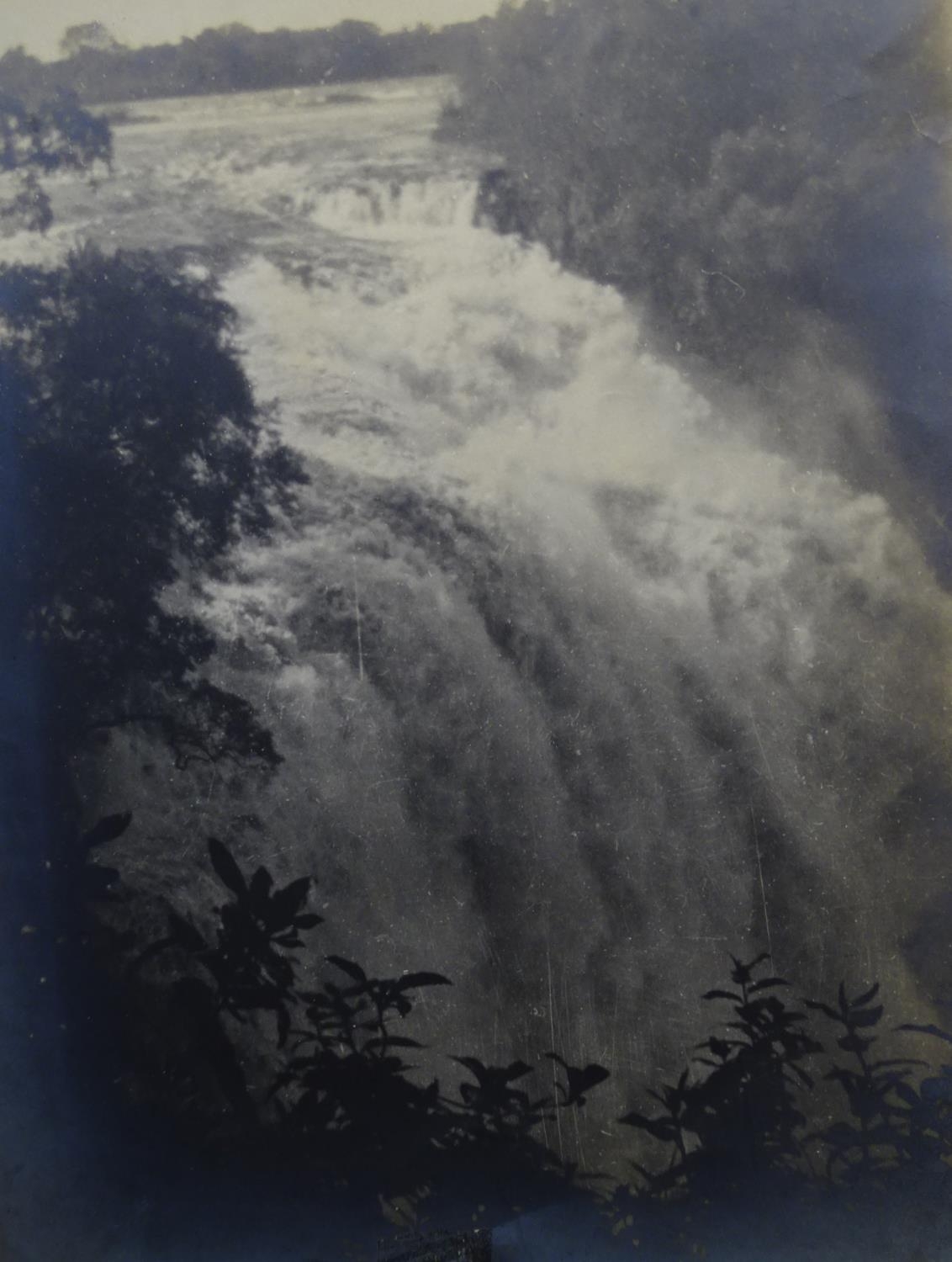 Photograph - an old Silver gelatin photograph labelled verso ? Victoria Falls, Devils Cataract?.