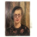 Piero Sansalvadore (1892-1955) Oil on board Portrait of Helen Cathcart Signed and dated ? 1950?