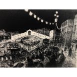 Piero Sansalvadore (1892-1955) Lithograph Rialto Bridge, Venice 8 1/2 x 11 1/2 in. ( 21.5 x 29.2 cm)