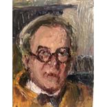 Piero Sansalvadore (1892-1955) Oil on panel Self portrait of the artist 4 x 3 in. ( 10.1 x 7.6 cm)