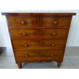19 th C Mahogany Chest of Drawers - An early Victorian straight front chest of 2 short over 3 long