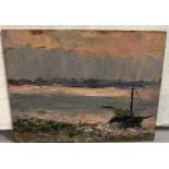 Piero Sansalvadore (1892-1955) Oil on Artist?s panel ?Evening Lights at West Mersea, Essex? Signed