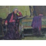 Cattermole XIX Watercolour A seated Bishop at a table in regalia 10 1/2 x 14 1/4?( 26.7 x 36.2 cm)