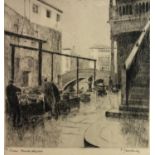 Piero Sansalvadore (1892-1955) Etching on heavy wove paper. 10/30 ?Venezia - Mercato del Pesce ?