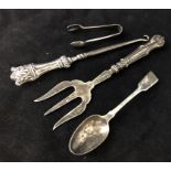 HM Silver - a Georgian fiddle pattern Tea spoon CS London 1809, bread fork Sheffield 1852, button