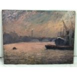 Piero Sansalvadore (1892-1955) Oil on panel ?London Twilight on London Bridge ? Signed and dated ?