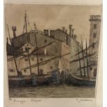 Piero Sansalvadore (1892-1955) Etching limited Edition 1/30 ? Cluggia- Bragozzi ? Signed lower