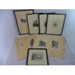 Edward J Cherry ( 1886-1960) 8 x signed etchings ( some framed) ? Staple Inn , Holborn ? , ( plate 6