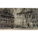 William Walcot ( 1874-1943) RBA, RE Signed architectural etching The Quadrangle Barts Hospital