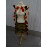 Maori Costume Clothing : A Maori Flax Harakeke Piupiu Dance Skirt with natural plaited belt together